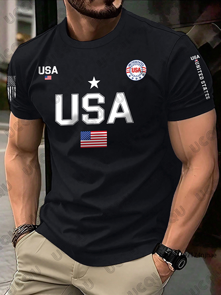 Street Fashion Usa - Camiseta Masculina com Estampa da Bandeira