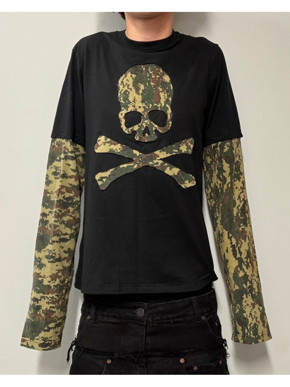 Street Fashion American - 2026 novo esqueleto de camuflagem retro