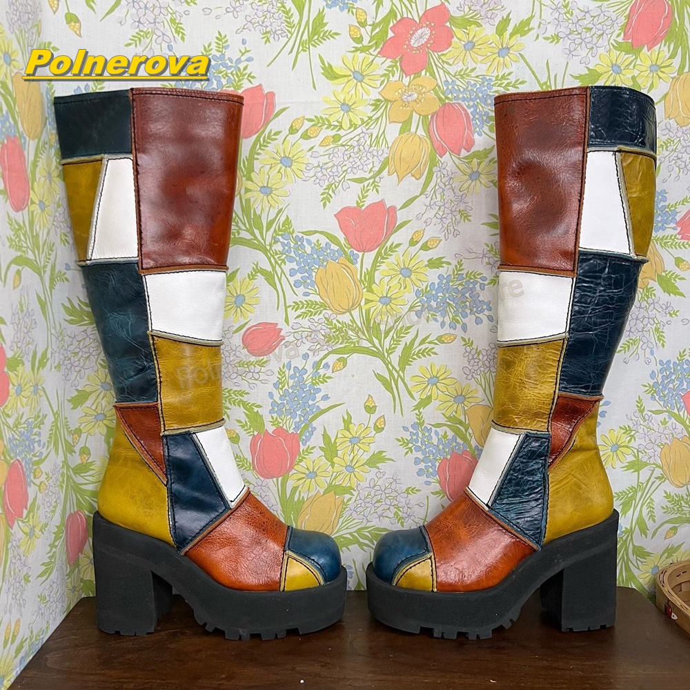 Street Fashion Y2K - Botas Femininas Retrô de Couro com