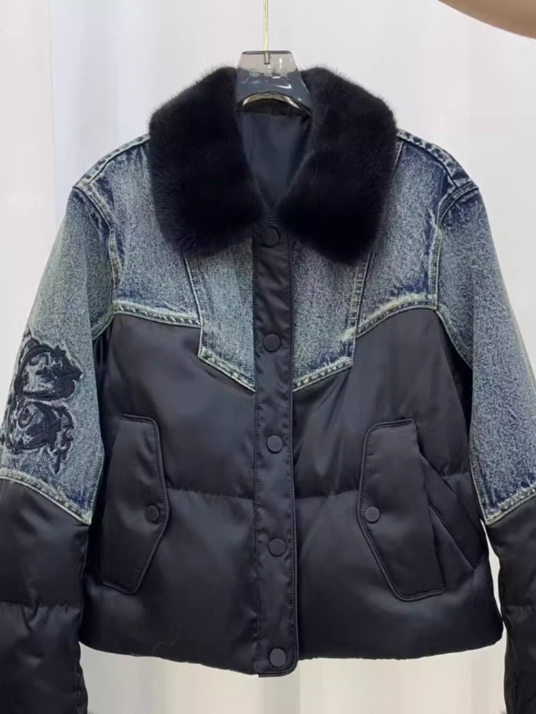 Street Fashion Store - Jaqueta Curta de Plumas de Ganso