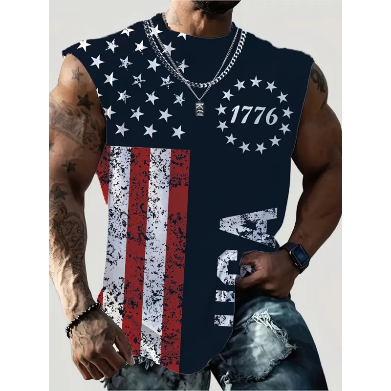 Street Fashion Usa - Impressão 3d bandeira americana regatas para