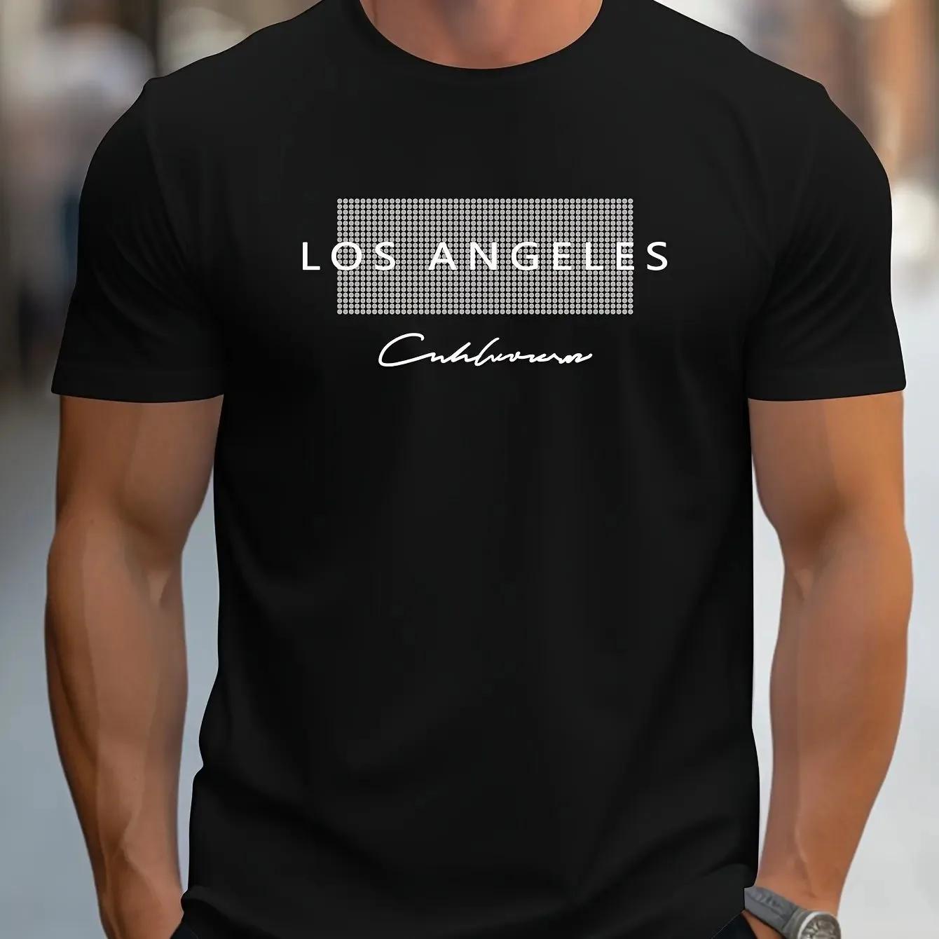 Street Fashion Los Angeles - Camiseta Casual Masculina de Verão, T-shirt