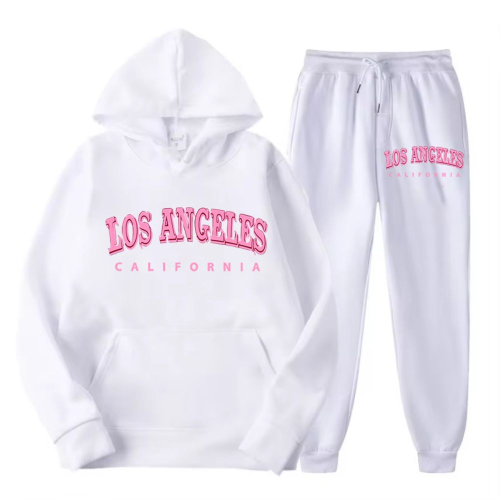 Street Fashion Los Angeles - Conjunto de moletom e calça feminina,