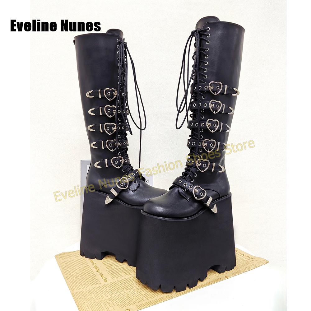 Street Fashion Y2K - Botas de Plataforma Altas Y2K Gothic