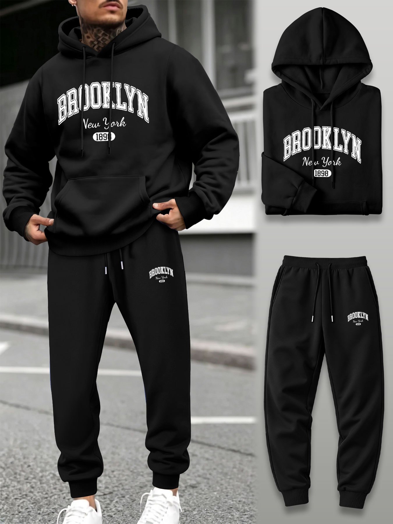 Street Fashion Male - Conjunto de Moletom Masculino de 2