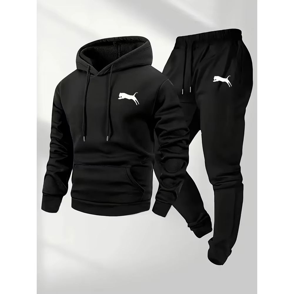 Street Fashion Male - Conjunto Masculino de Moletom com Capuz