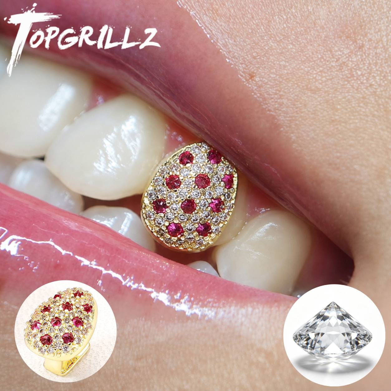 Street Fashion Jewelry - TOPGRILLZ Grillz de Dente Único Oval
