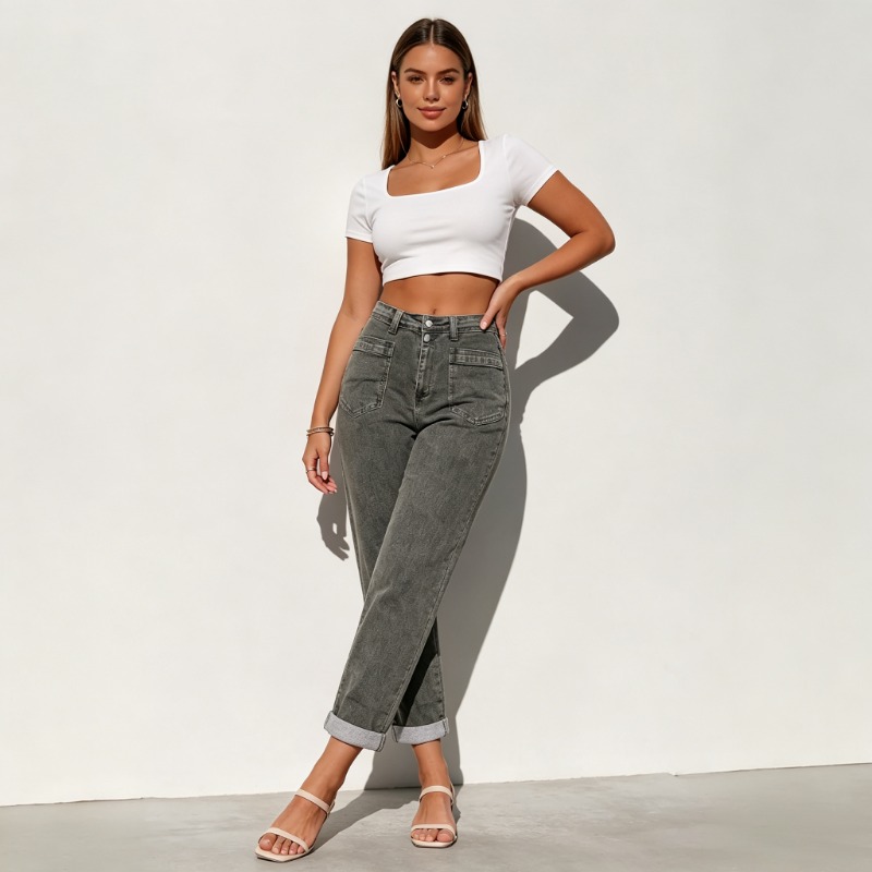 Calças Jeans Flare Retro para  - Street Fashion American avaliação e preço