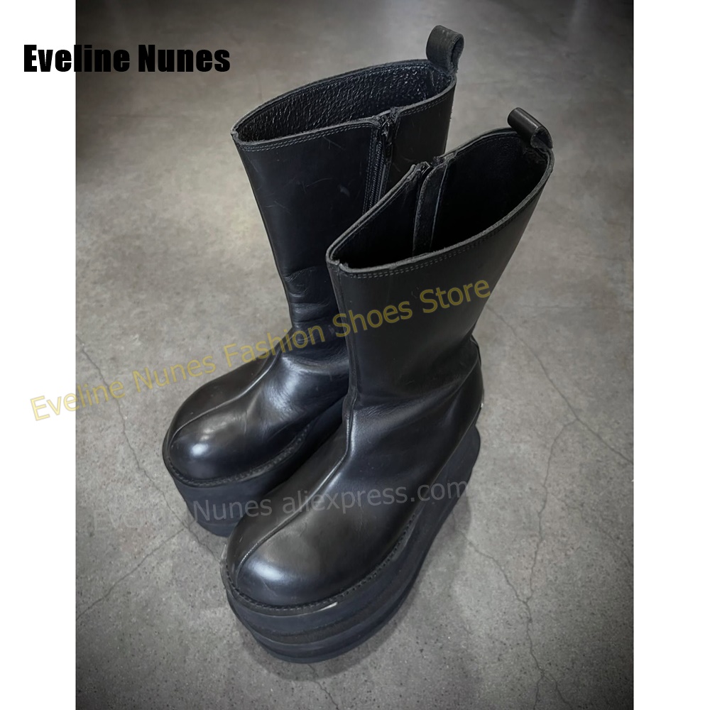 Bota de cano médio com platafo - Street Fashion Y2K avaliação e preço