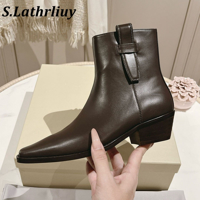 Botas curtas de couro genuíno  - Street Fashion Winter 2026 avaliação e preço