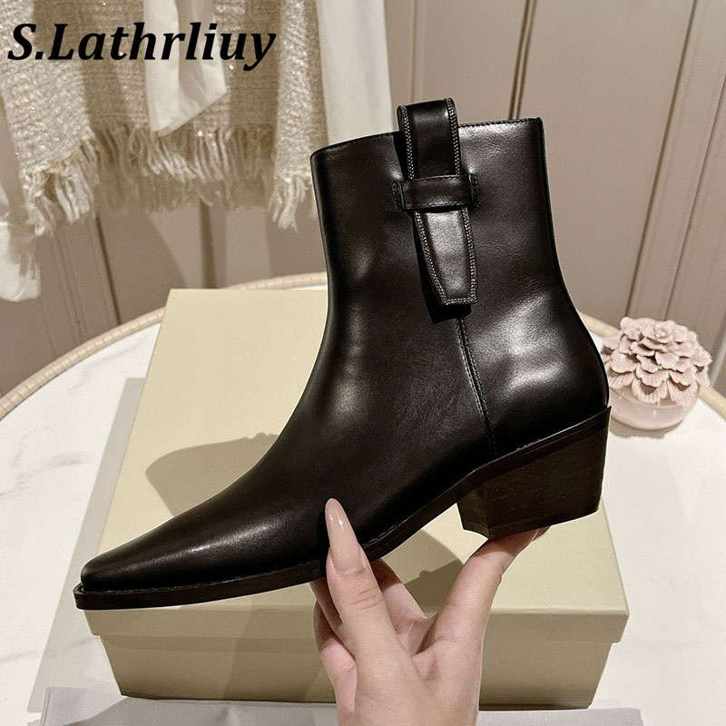 Botas curtas de couro genuíno  - Street Fashion Winter 2026 avaliação e preço
