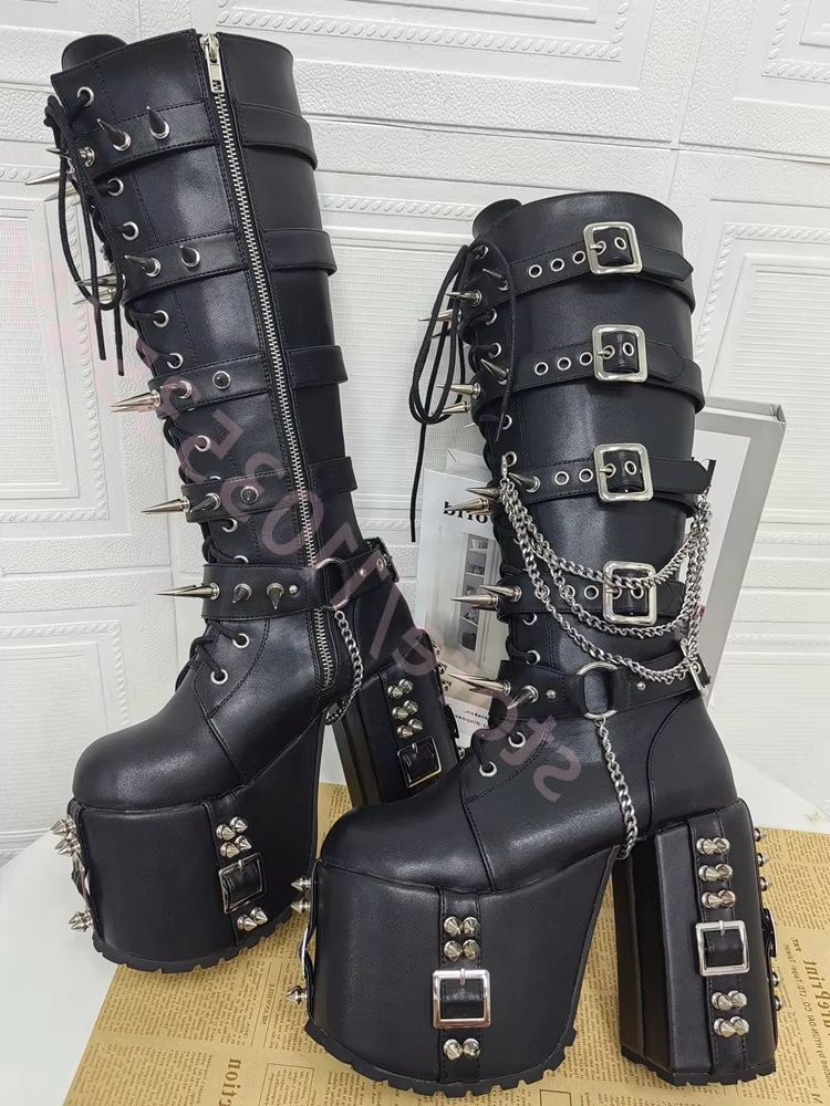 Botas de Motocicleta Estilo Pu - Street Fashion Y2K avaliação e preço