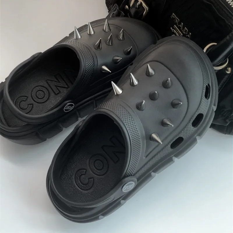 Y2k estilo rebite buraco sapat - Street Fashion Y2K avaliação e preço
