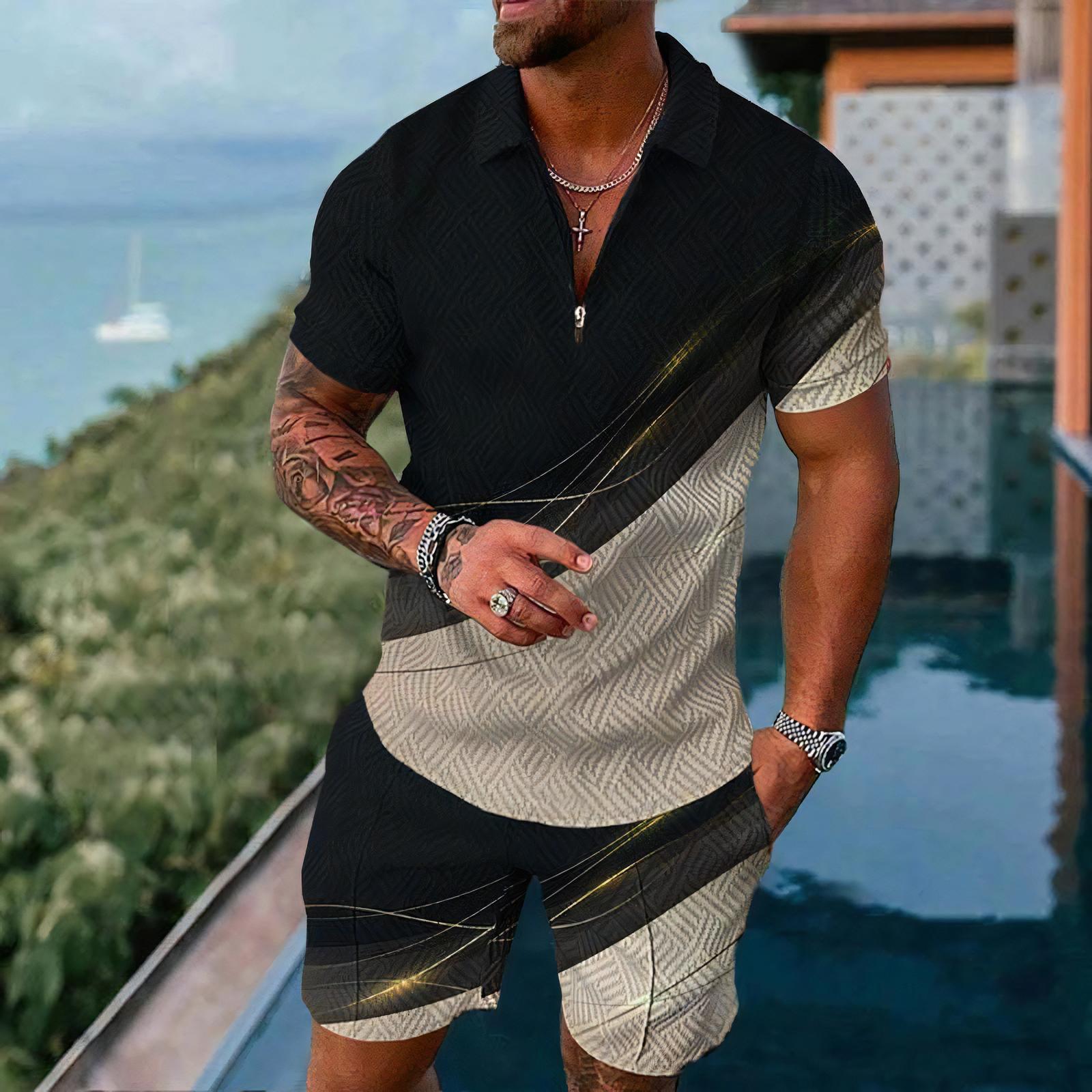 Conjuntos de Camisas Polo Masc - Street Fashion Outfit For Men avaliação e preço
