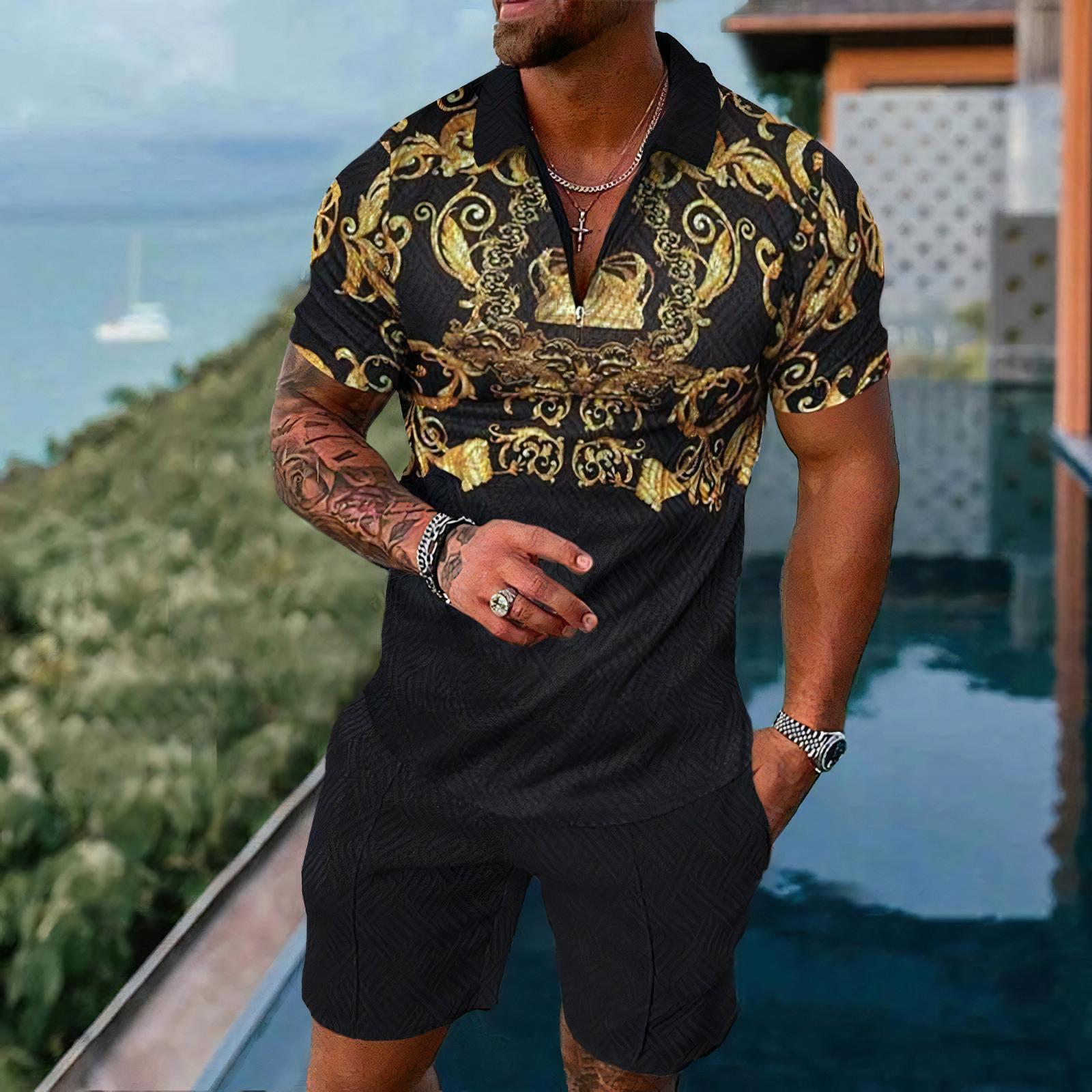 Conjuntos de Camisas Polo Masc - Street Fashion Outfit For Men avaliação e preço