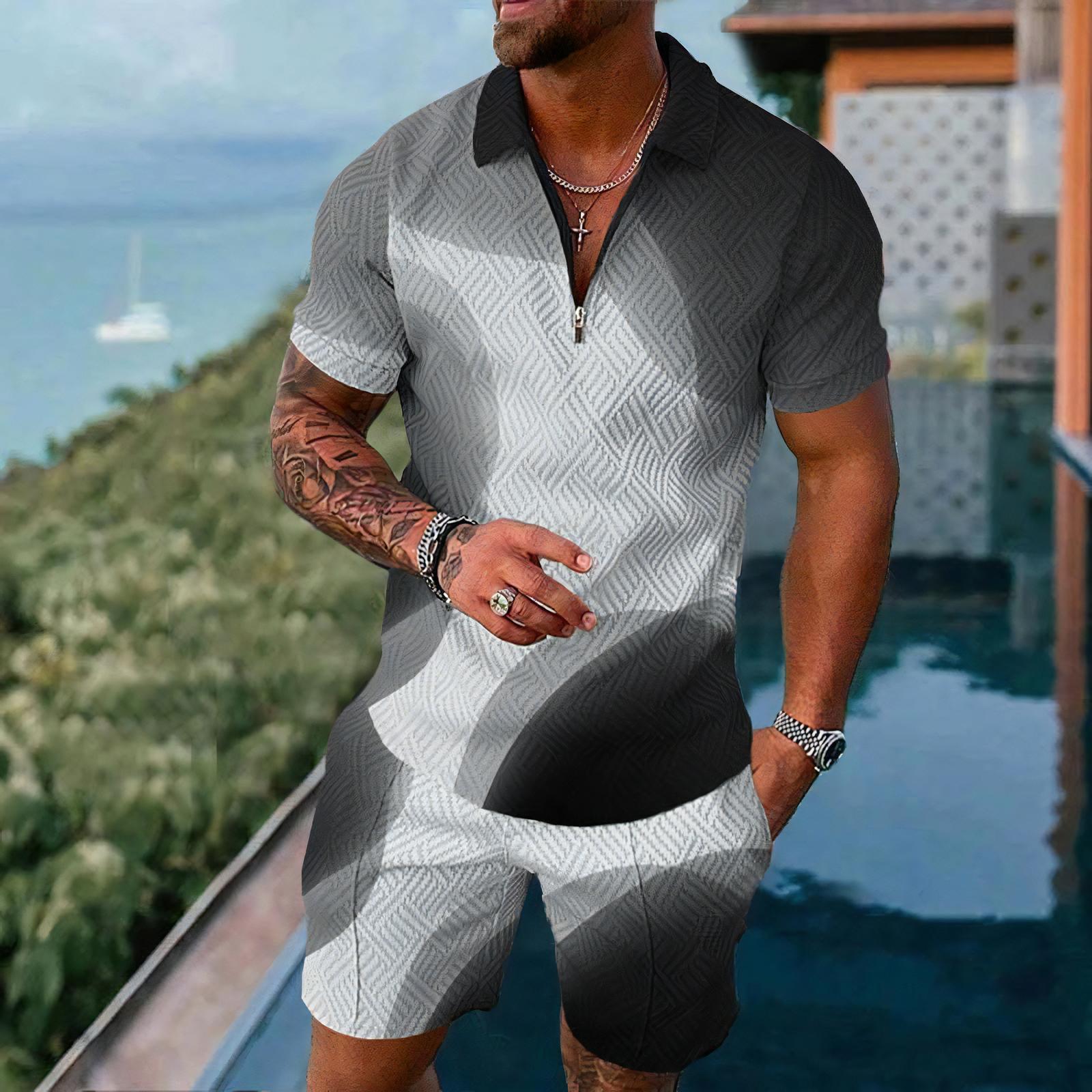 Conjuntos de Camisas Polo Masc - Street Fashion Outfit For Men avaliação e preço