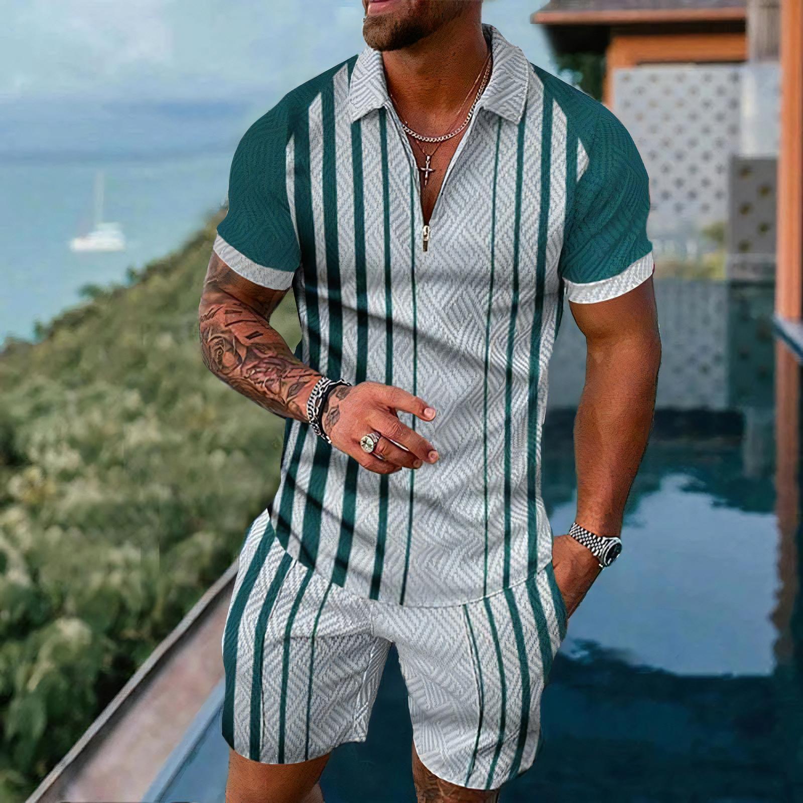 Conjuntos de Camisas Polo Masc - Street Fashion Outfit For Men avaliação e preço
