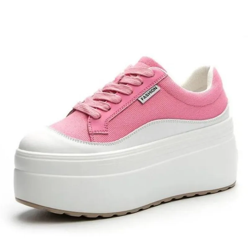 8cm nova lona de couro genuíno - Street Fashion Ladies avaliação e preço