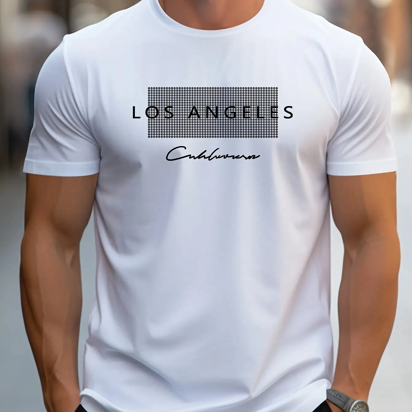 Camiseta Casual Masculina de V - Street Fashion Los Angeles avaliação e preço