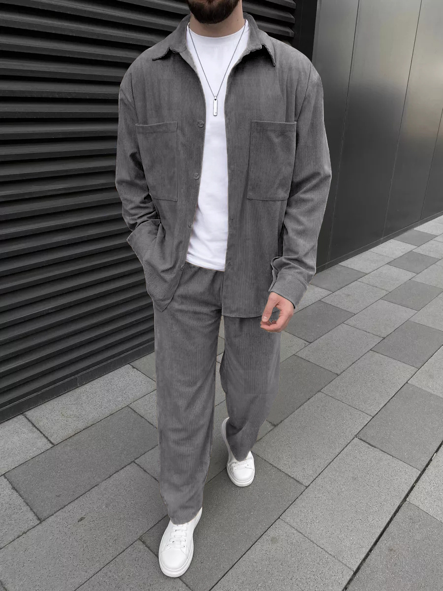 Conjunto Masculino de Corduroy - Street Fashion Outfit For Men avaliação e preço