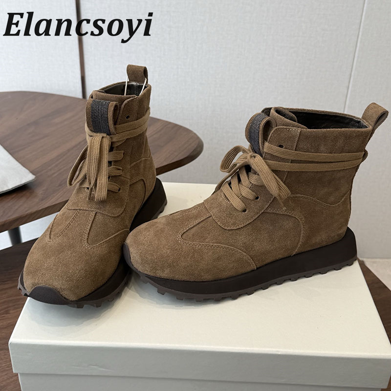 Botas Curtas de Couro Camurça  - Street Fashion Winter 2026 avaliação e preço