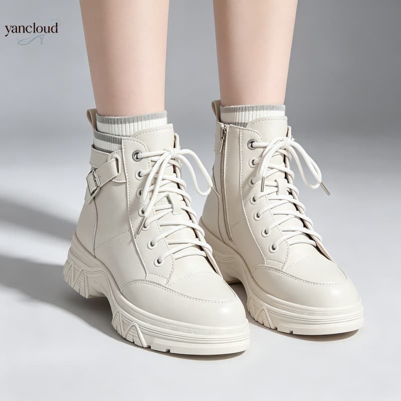Botas de Couro Genuíno de Cano - Street Fashion Winter 2026 avaliação e preço