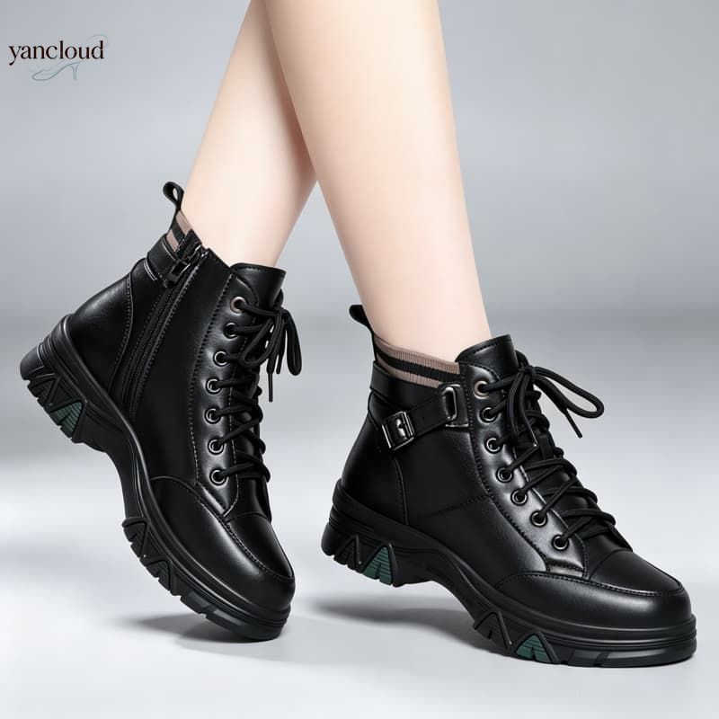 Botas de Couro Genuíno de Cano - Street Fashion Winter 2026 avaliação e preço